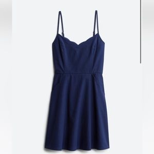 Market & Spruce Crissie Scallop Detail Linen Dress